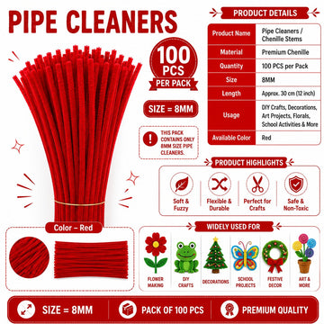 Premium Pipe Cleaners 8MM (Red)