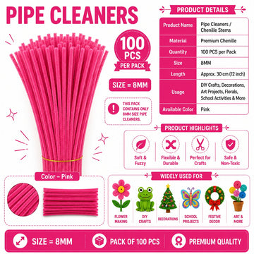 Premium Pipe Cleaners 8MM (Pink)