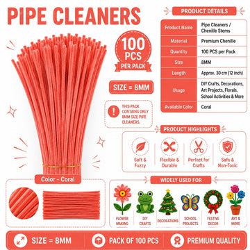 Premium Pipe Cleaners 8MM (Coral)