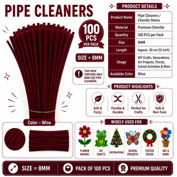 Premium Pipe Cleaners 8MM (Wine)