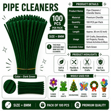 Premium Pipe Cleaners 8MM (Dark Green)