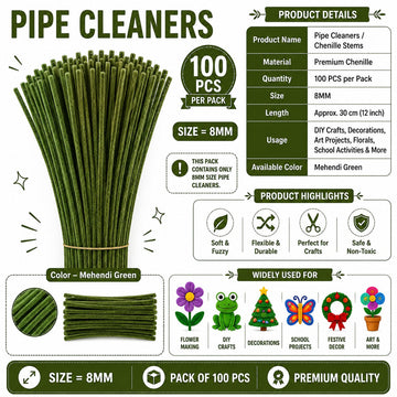 Premium Pipe Cleaners 8MM (Mehendi Green)