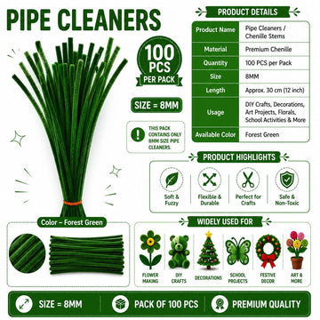 Premium Pipe Cleaners 8MM (Forest Green)