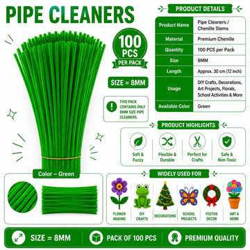 Premium Pipe Cleaners 8MM (Green)