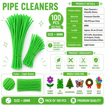 Premium Pipe Cleaners 8MM (Light Green)
