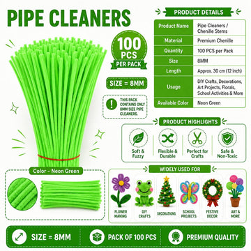 Premium Pipe Cleaners 8MM (Neon Green)