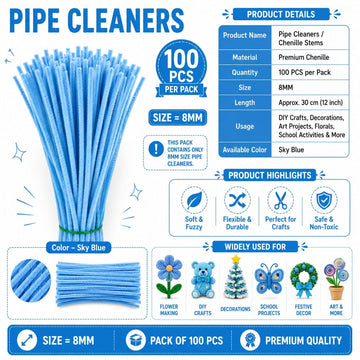 Premium Pipe Cleaners 8MM (Sky Blue)