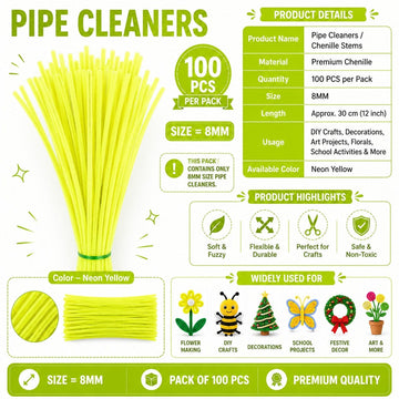 Premium Pipe Cleaners 8MM (Neon Yellow)
