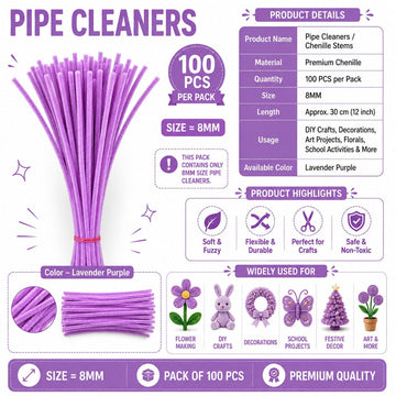 Premium Pipe Cleaners 8MM (Lavender Purple)