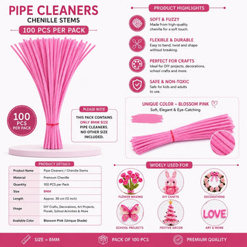 Premium Pipe Cleaners 8MM (Blossom Pink)