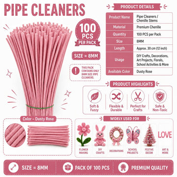 Premium Pipe Cleaners 8MM (Dusty Rose)