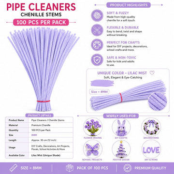 Premium Pipe Cleaners 8MM (Lilac Mist)