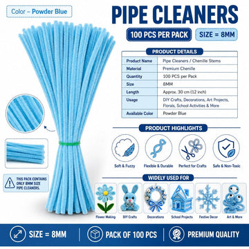 Premium Pipe Cleaners 8MM (Powder Blue)