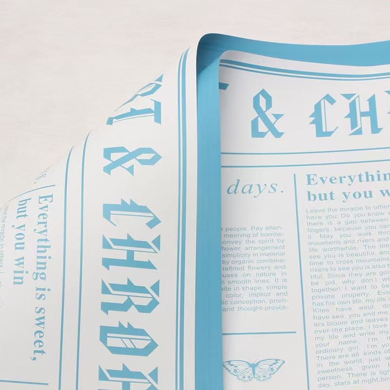 Crafteria Sky Blue Colourful Vintage Newspaper Bouquet Paper